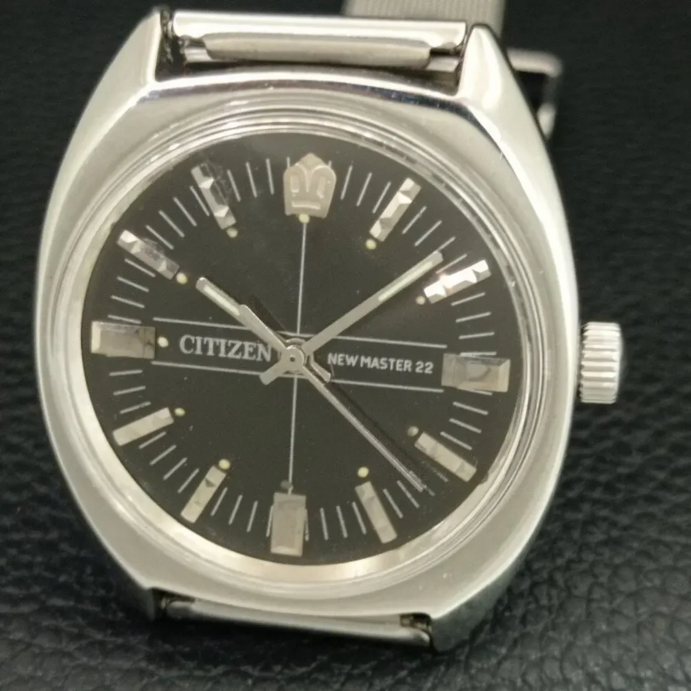 Vintage 1984 Citizen Manual Wound Mens Silver Watch & Silver accents